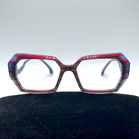 NWOT. Never Worn. Faniel of Paris optical turquoise, red, and black frames. - Picture 1 of 6